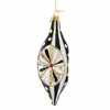 Huras Family Black & White Delight Thin Icicle Reflector 1 Glass Tree Ornament 7.0 Inch Glass Hand Painted Modern Drop Vintage Style BW974 7.0 Inch - 3 of 3