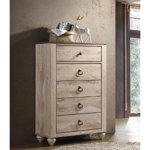 Imerland Contemporary Patched Wood Top 5-drawer Chest, White Wash Finish - 1 of 1