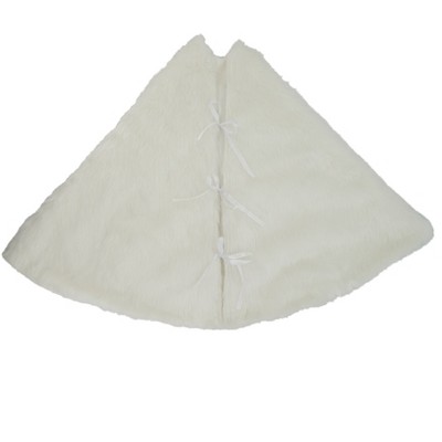 Luxurious White Faux Fur Christmas Tree Skirt