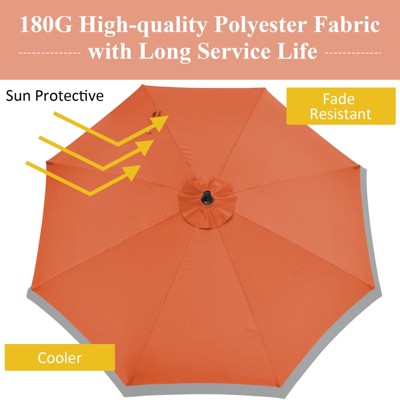 10' Orange Polyester Patio Offset Umbrella with Iron Frame