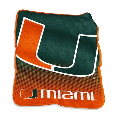 NCAA Miami Hurricanes Logo Brands Raschel Throw Blanket