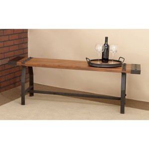 Industrial Metal and Brown Wood Bench Brown - Olivia & May - 1 of 4
