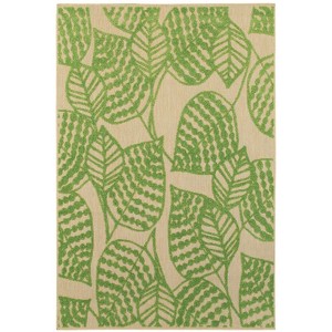 Captiv8e Designs Costa Mixed Pile Tropical Leaf Sand/Green Indoor/Outdoor Area Rug - 1 of 4