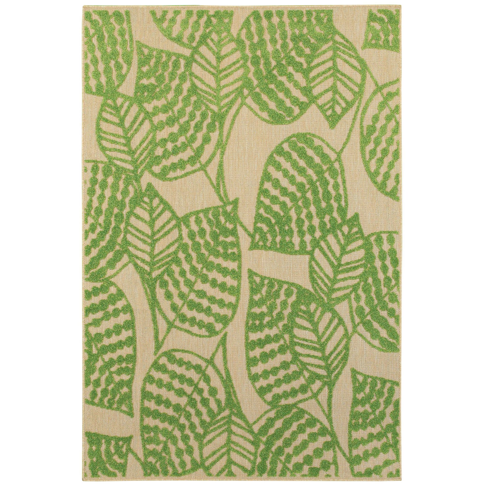 Captiv8e Designs 3'10"x5'5" Costa Mixed Pile Tropical Leaf Sand/Green Indoor/Outdoor Area Rug