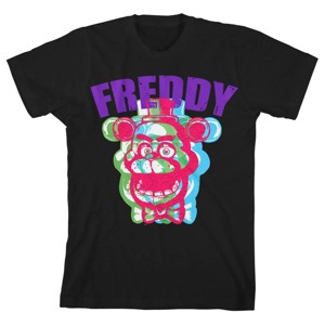 Five Nights at Freddy's Multi-Colored Freddy Boy's Black T-shirt - 1 of 3