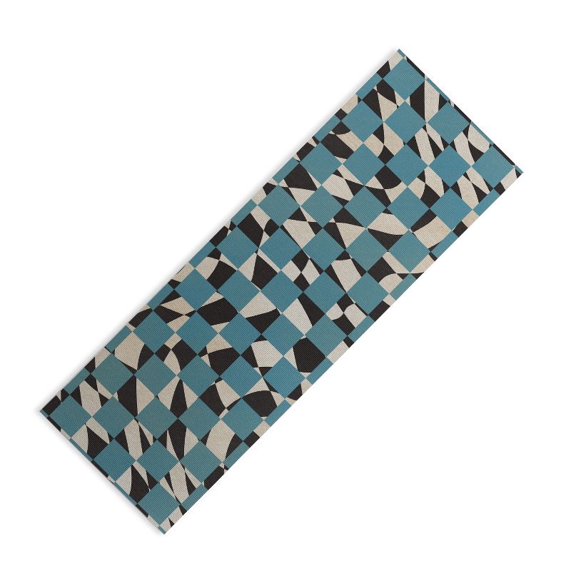 Little Dean Abstract checked blue and black (6mm) 70" x 24" Yoga Mat - Society6, 1 of 4