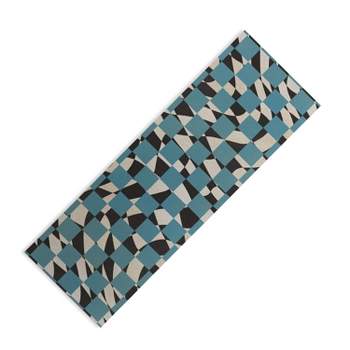 Little Dean Abstract checked blue and black (6mm) 70" x 24" Yoga Mat - Society6