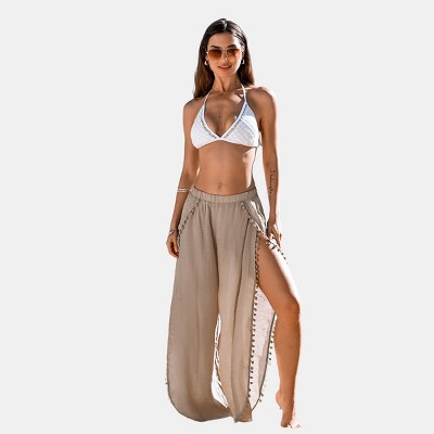 Women's Alluring Beach Cover Up Pants with Crochet Trim - Cupshe