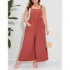 Clearlove Women's Plus Size Loose Jumpsuits One Piece Sleeveless Wide Leg Long Pant Rompers With Pockets - 4 of 4