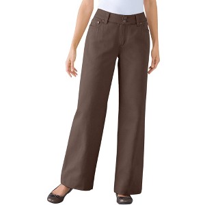 Woman Within Women's Plus Size Tall Perfect Cotton Wide-Leg Denim Jean - 1 of 4