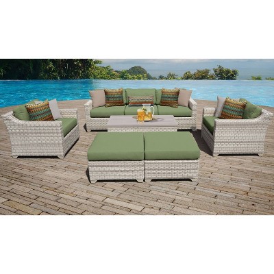 Fairmont 8pc Patio Sectional Seating Set with Club Chairs & Cushions - Cilantro - TK Classics