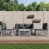vidaXL Modern Patio Lounge Set with Cushions - 5-Piece, White Steel, Comfortable Seating, Modular Design, Weatherproof Cover Recommended - 2 of 4