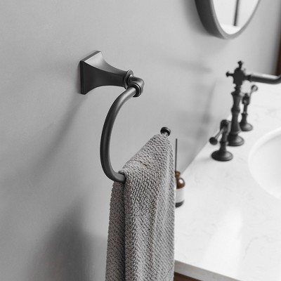 Matte Black 24-Inch Metal Bathroom Hardware Set with Towel Bar and Hook