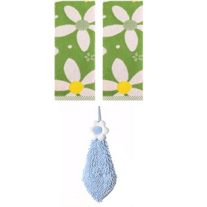 REGALWOVEN 3 Pcs Soft Absorbent Floral Pattern Bathroom Hand Towels - 1 of 4