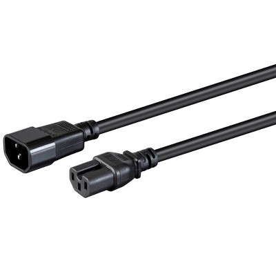 Monoprice Heavy Duty Power Cable - 1 Feet - Black, IEC 60320 C14 to IEC 60320 C15, 14AWG, 15A, SJT, 100-250V, For Powering Computers, Monitors