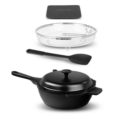 Granitestone Zuka Everyday Pan 12" Nonstick Multi-Functional Saute Pan with Lid, Nylon Spoon and Steamer Basket - Thumbnail 3