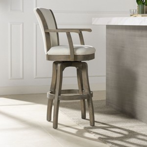 PAGED 46" High Swivel Counter and Bar Stools, Modern Upholstered with High Back and Arms Counter Height Bar Stools for Pub, Dining Room - 1 of 4