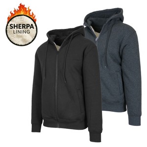 Blu Rock Men's Heavyweight Hoodie With Faux Shearling Lining-2 Pack - 1 of 3