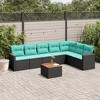 vidaXL 8 Piece Patio Sofa Set with Cushions Black Poly Rattan - 2 of 4