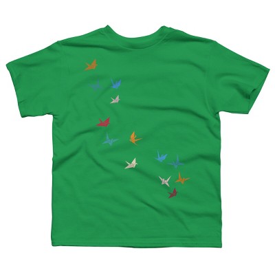 Boy's Design By Humans Flying Paper Cranes Birds By Magnussons T-Shirt