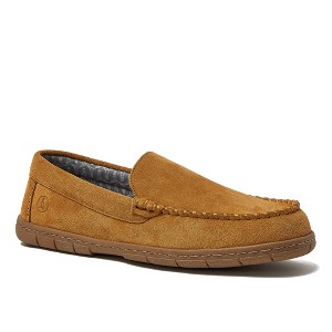 Lands' End Men's Flannel Lined Suede Slip On Moccasin Slippers - 1 of 4
