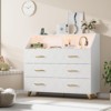 Modern 6 Drawer Dresser, Black Chest of Drawer with Led Light Strip, Charging Station, Open Shelf, Metal Legs, Large Wooden Dresser Cabinet - 2 of 4