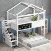 NicBex Twin Over Full Bunk Bed with Fence and Storage Staircase,Loft Bed with Blackboard for Bedroom,White/Gray - 2 of 4