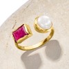 Ross-Simons 8-8.5mm Cultured Pearl and 1.50 Carat Pink Quartz Toi Et Moi Ring in 18kt Gold Over Sterling - 4 of 4