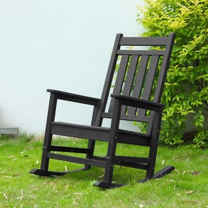 VisioGear Oversized Rocking Chair with Wood-Texture, Outdoor Rocking Chair for Adults, Porch Rocker for Lawn Garden, Gray, 22.71"*35.15"*41.25" - 1 of 4