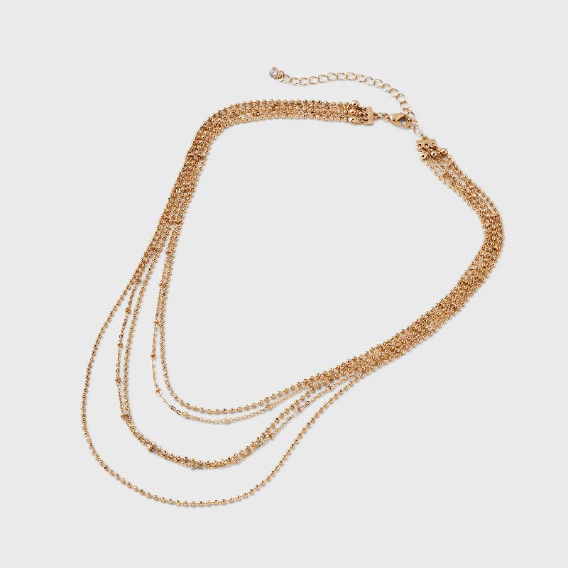 Ball Chain Multi-Strand Necklace - A New Day&#8482; Gold, 4 of 9