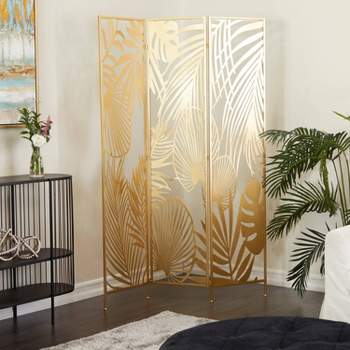 Glam Metal Palms Room Divider Screen Gold - Olivia & May