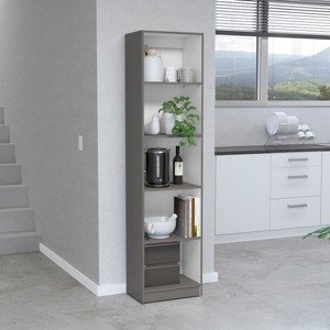 VYNXARIA Vinton XS Compact Bookcase in Matt Gray/White with 5 Shelves - 1 of 4