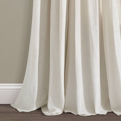 Off White Linen Blend Pleated Rod Pocket Window Panel