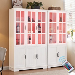 AMERLIFE 71"Tall Storage Cabinet with LED Lights, Large Bookcase with Acrylic Glass Doors - 1 of 4