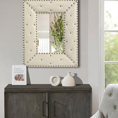 Sofie 21" x 26" Decorative Wall Mirrors With Rectangle PU Covered MDF Framed Mirror-The Pop Home