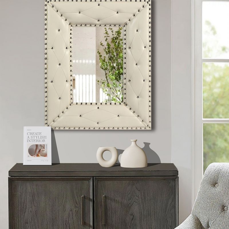 Sofie 21" x 26" Decorative Wall Mirrors With Rectangle PU Covered MDF Framed Mirror-The Pop Home, 1 of 9
