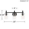 Possini Euro Design Erika Modern Wall Light Black Hardwire 22" 3-Light Fixture Clear Glass Shade for Bathroom Mirror Vanity Home - 4 of 4