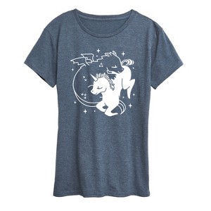 Women's - Instant Message - Dragon Unicorn Yin Yang- Women's Short Sleeve Graphic T-Shirt Short Sleeve Graphic T-Shirt - 1 of 4