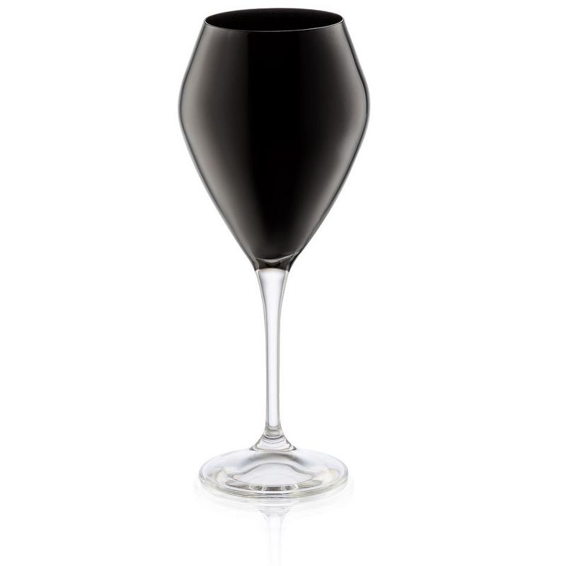 Classic Touch Set of 6 Black V-Shaped Water Glasses with Clear Stem - 15 oz, 1 of 4