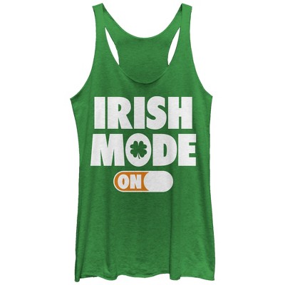 Women's Lost Gods Irish Mode On Racerback Tank Top - Envy Green - Large ...