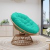 Bigget Steel Swivel Wicker Outdoor Patio Papasan Lounge Egg Chair, Turquoise - 2 of 4