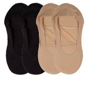 Memoi 4 Pairs Women's Cushioned Fine Edge No-Show Sock Liner - 1 of 2