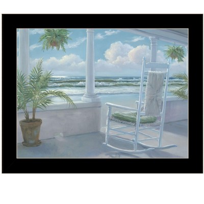 HomeRoots Coastal Porch Black Framed Print Wall Art