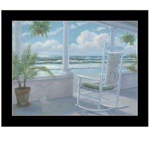 HomeRoots Coastal Porch Black Framed Print Wall Art - 1 of 4