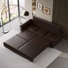 93"Pull Out Sofa Couch Bed Sofa King Size 3 In 1 Convertible Sleeper Sofa Bed Faux Leather Chesterfield Sofa With Nailhead Trim &Rolled Arm-Cuddlewood - 3 of 4