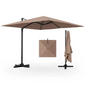 Coffee 9.5 Feet Square Patio Cantilever Umbrella with 360° Rotation - 1 of 4