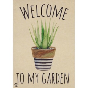 Striped Garden Pot Spring Burlap Garden Flag 18" x 12.5" Briarwood Lane - 1 of 4