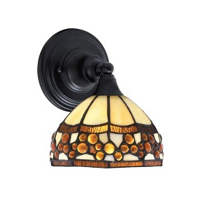 Toltec Lighting Any 1 - Light Sconce in  Matte Black with 7'' Roman Jewel Art Glass Shade - 1 of 1