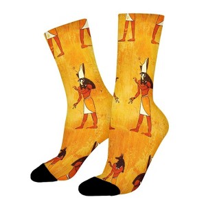Egyptian Gods Anubis And Horus Africa Women Printed Crew Socks Funny Funky Socks Soft Polyester Novelty Gifts for Artists Men - 1 of 4