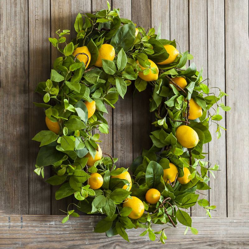 Evergreen Bountiful Lemon Wreath, 24", 5 of 9